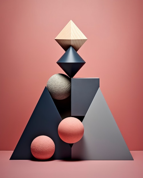 Artistic creation made from 3d geometric shapes