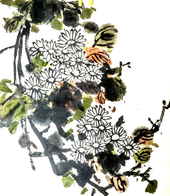 예술적인 그림 새 꽃 그림 꽃