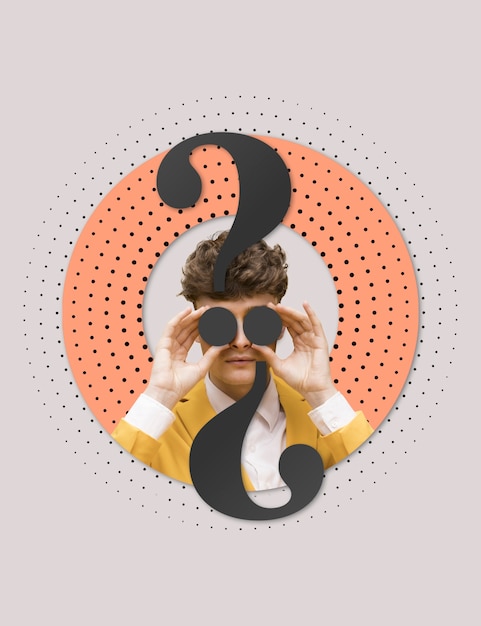 Free photo artistic portrait of person with question mark composition