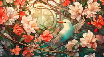 Free photo artistic scene inspired by the art nouveau style with colorful depictions