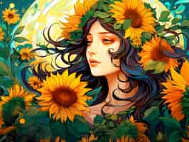Free photo artistic scene inspired by the art nouveau style with colorful depictions
