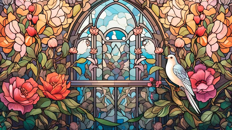 Free Photo artistic scene inspired by the art nouveau style with colorful depictions