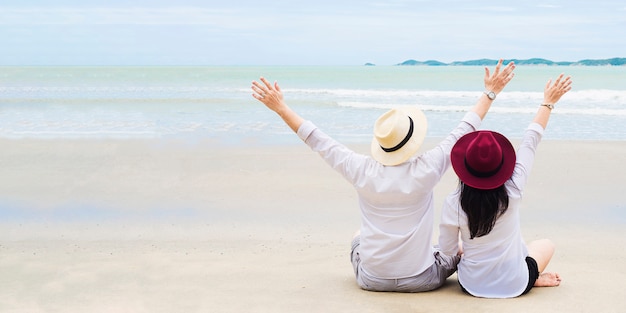 Asian couple on beach