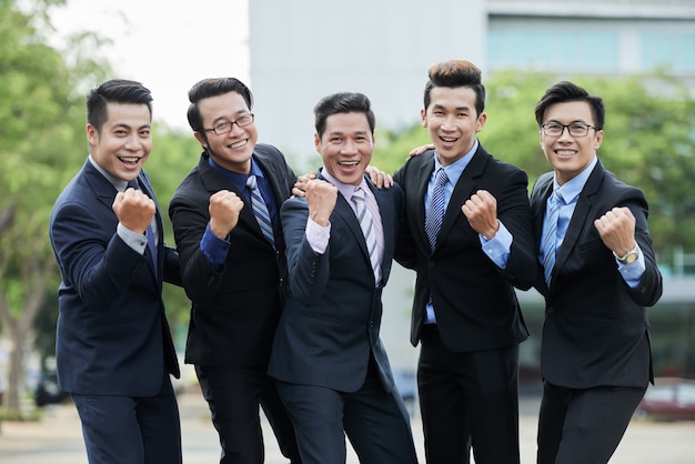 Asian Entrepreneurs Celebrating Victory