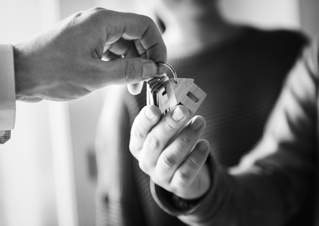 Asian family buying a new house