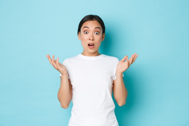 Free photo asian female in casual t-shirt posing