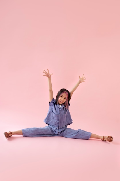 Asian girl doing a split