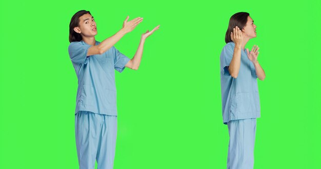 Asian nurse conducting ad campaign