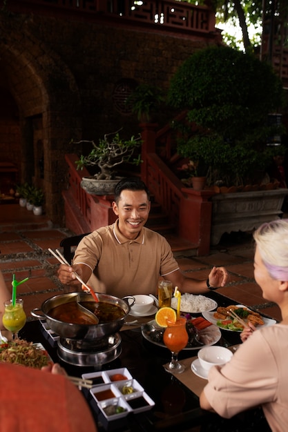 Free photo asian people having dinner party