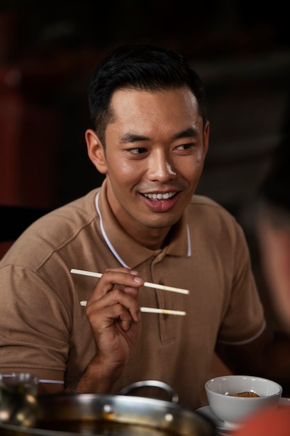 Free photo asian people having dinner party