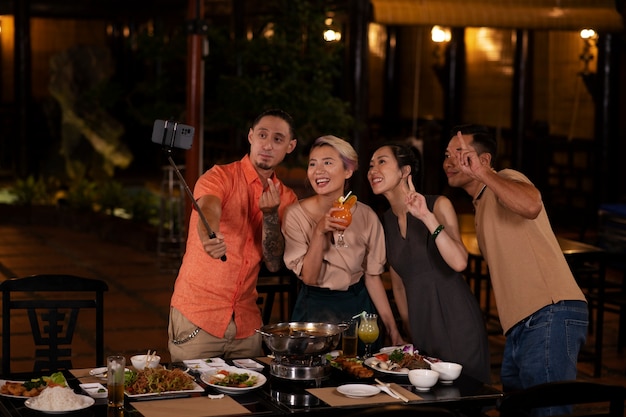 Free photo asian people having dinner party