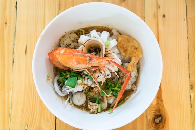 Asian seafood spicy noodle soup