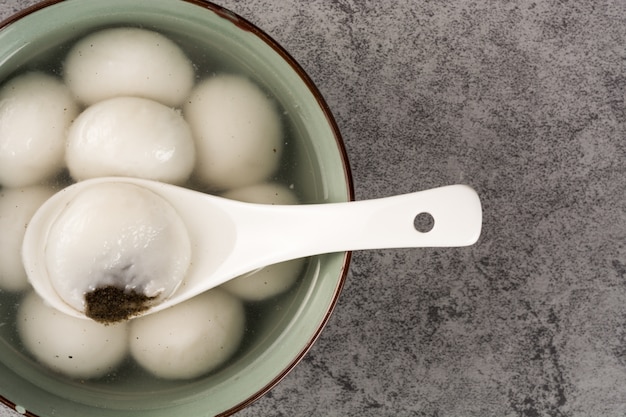 Asian soup with a spoon 