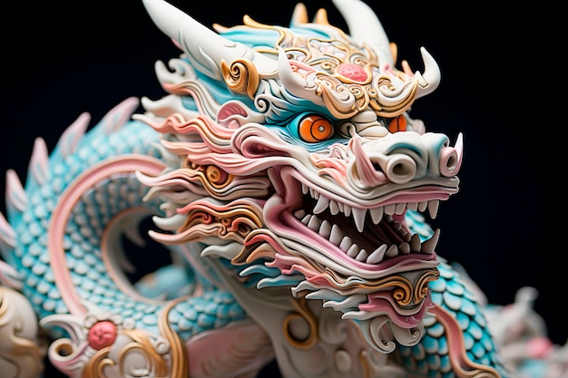 無料写真 浅い背景のアジアの伝統的な青いドラゴン神