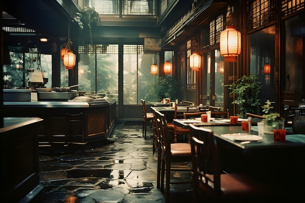 Foto gratuita ristorante interno tradizionale asiatico