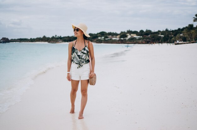 Asian woman on a vacation at the beach