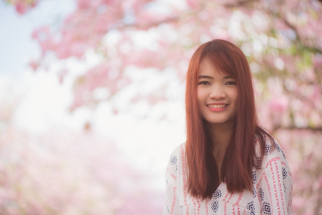 Asiatic woman foreground