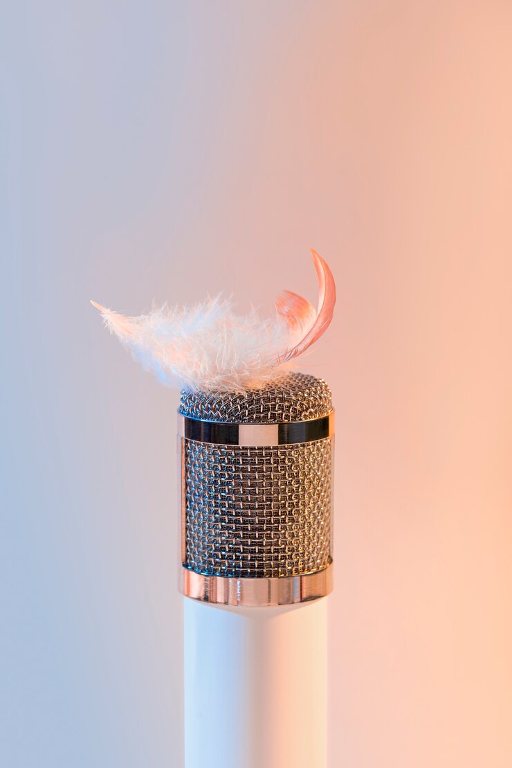 Free Photo asmr microphone with feather for sound