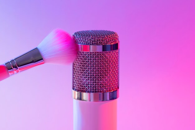 Asmr microphone with make-up brush for sound