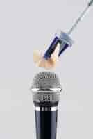 Free photo asmr microphone with pencil sharpener for sound