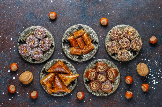 Assorted traditional Turkish delight with nuts