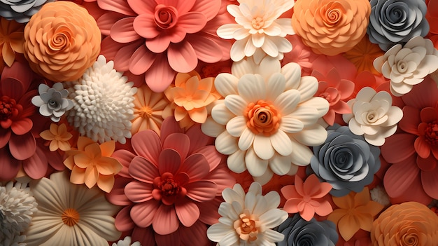 Free photo assortment of abstract 3d flowers