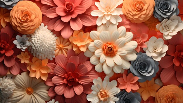 Assortment of abstract 3d flowers