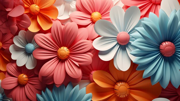 Assortment of abstract 3d flowers