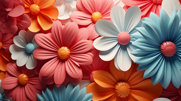 Assortment of abstract 3d flowers