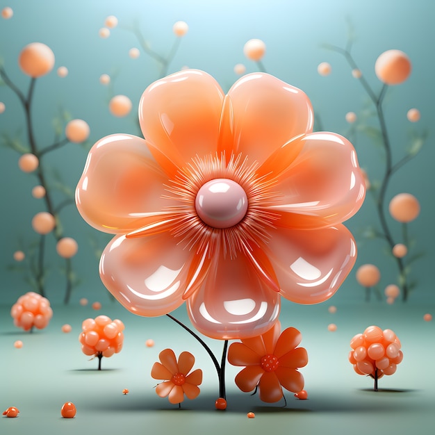 Assortment of abstract 3d flowers