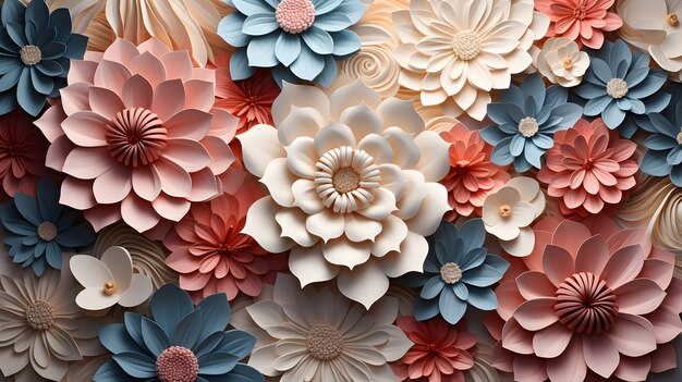 Assortment of abstract 3d flowers