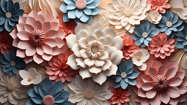 Assortment of abstract 3d flowers