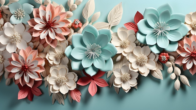 Assortment of abstract 3d flowers