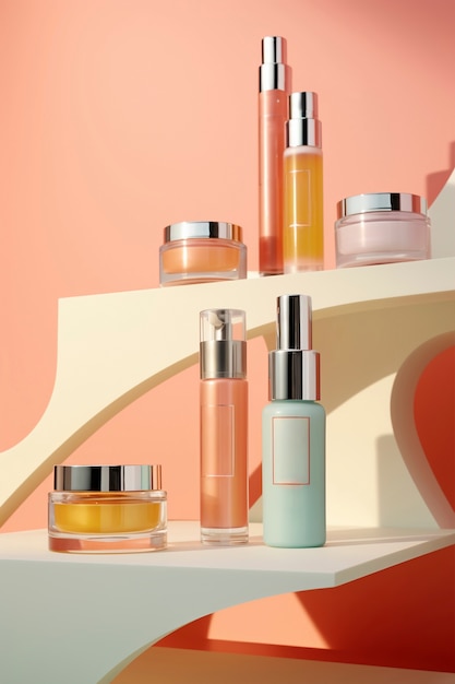 assortment of beauty products displayed on shelf