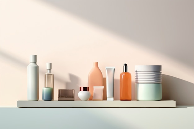 Assortment of beauty products displayed on shelf