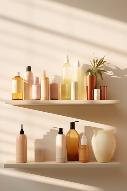 Free photo assortment of beauty products displayed on shelf