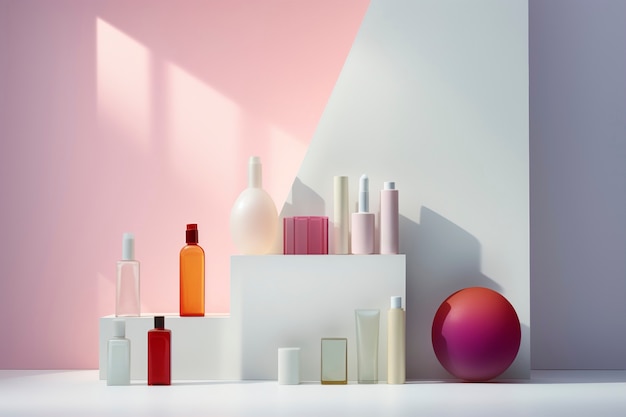 Assortment of beauty products displayed on shelf