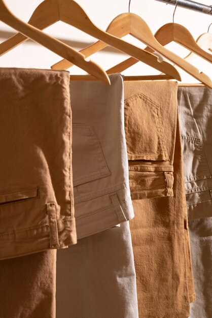 Assortment of beige tone colored pants