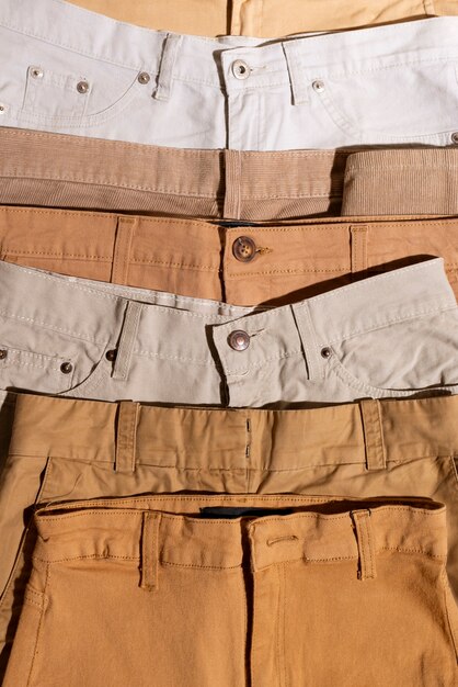 Assortment of beige tone colored pants