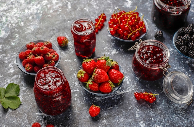 Assortment of berry jams