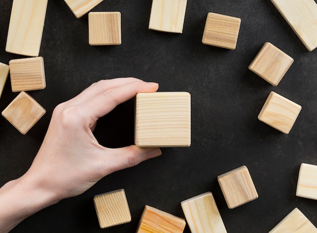 Assortment of blank wooden cubes