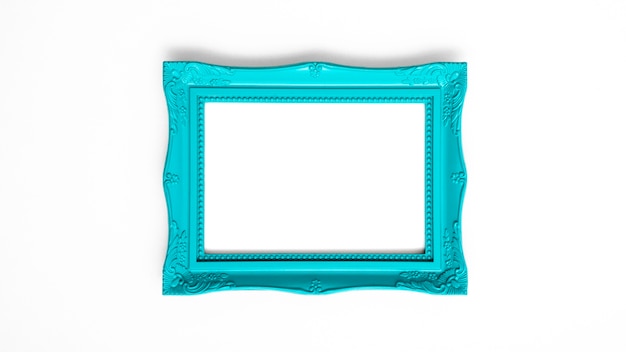 Free photo assortment of blue empty frame on wall