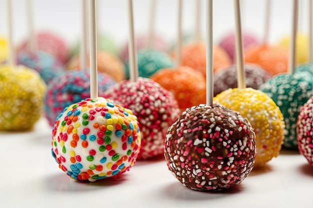 Free photo assortment of brightly colored cake pops ai generative