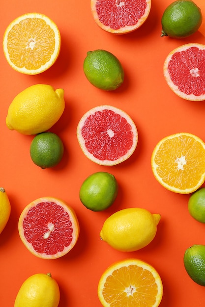 Assortment of citrus fruits top view