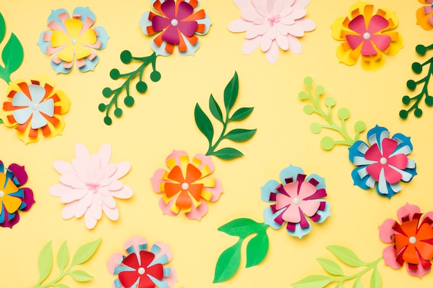 Free photo assortment of colorful paper flowers for spring