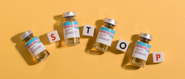 Free photo assortment of covid19 vaccine bottle