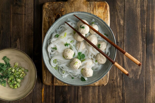 Assortment of delicious bakso bowl