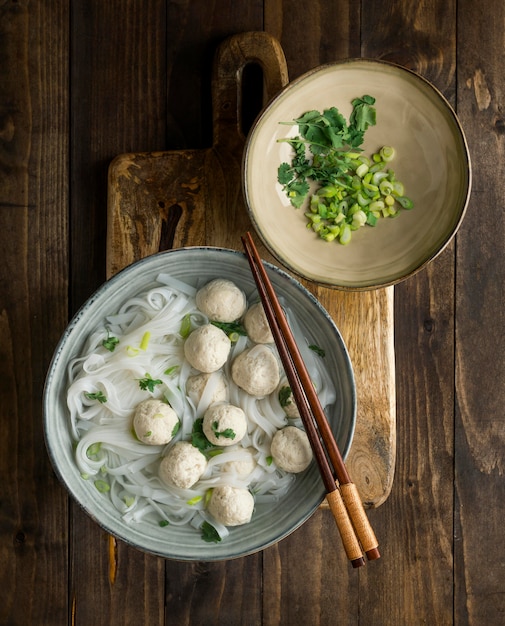 Assortment of delicious bakso bowl