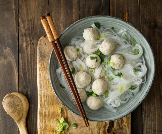 Assortment of delicious bakso bowl