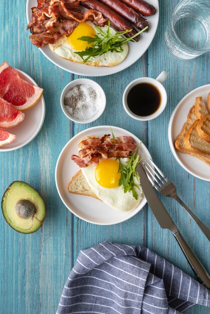 Assortment of delicious breakfast meal